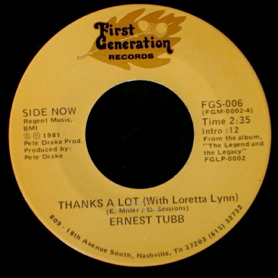 Ernest Tubb - Thanks A Lot (With Loretta Lynn) / Half A Mind (With George Jones) side A