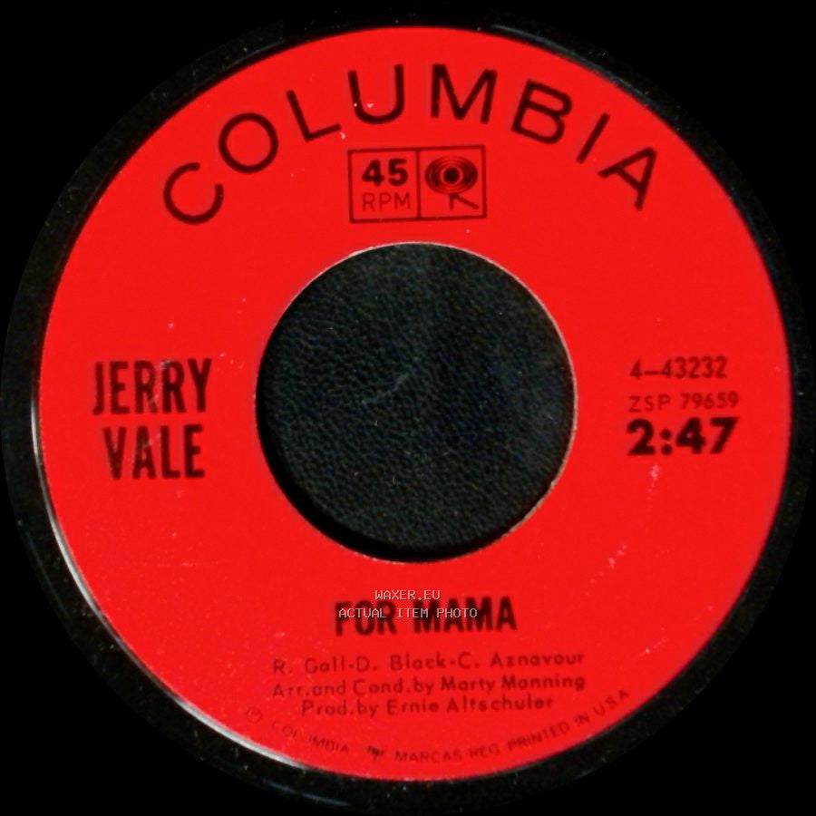 Jerry Vale - Ti Adoro / For Mama side B