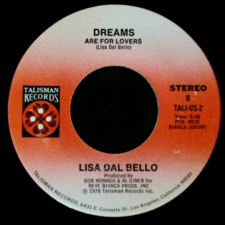 Lisa Dal Bello - Pretty Girls / Dreams Are For Lovers side B