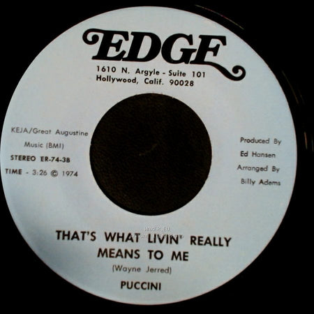 Billy Boy Puccini / Puccini - (Where Have You Been) / That's What Livin' Really Means To Me side B