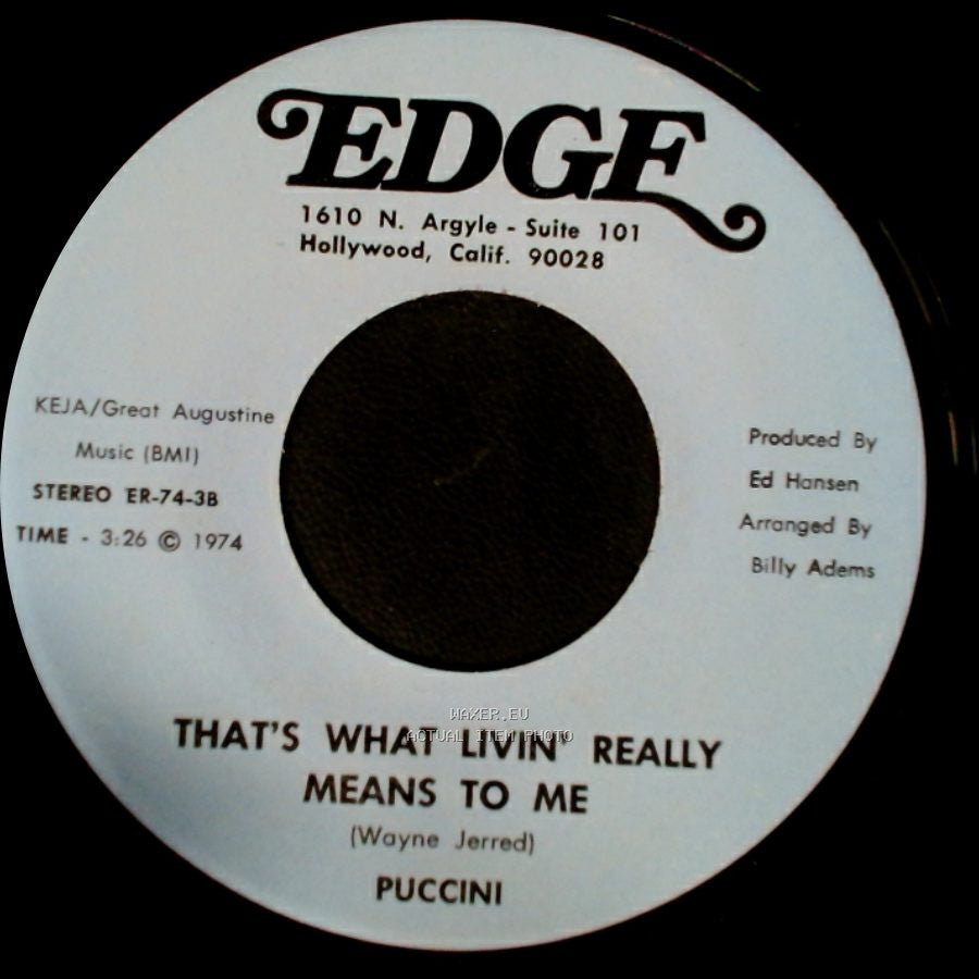 Billy Boy Puccini / Puccini - (Where Have You Been) / That's What Livin' Really Means To Me side B