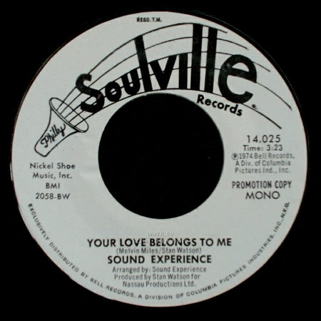 Sound Experience - Your Love Belongs To Me / Your Love Belongs To Me side A