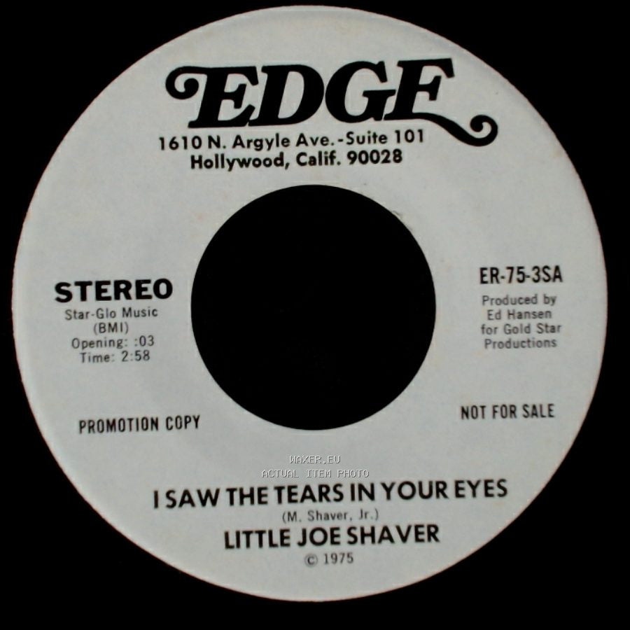 Little Joe Shaver - I Saw The Tears In Your Eyes / I Saw The Tears In Your Eyes side B
