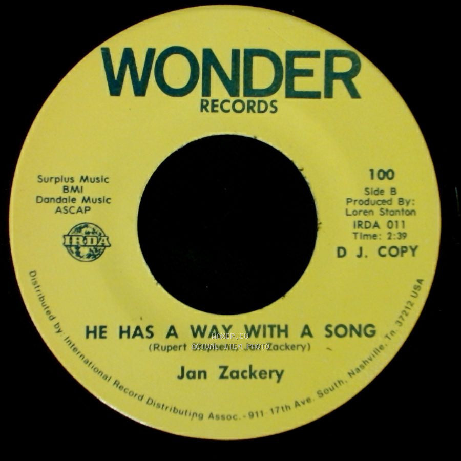 Jan Zackery - The Sheriffs Daughter / He Has A Way With A Song side B