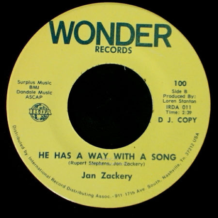 Jan Zackery - The Sheriffs Daughter / He Has A Way With A Song side B