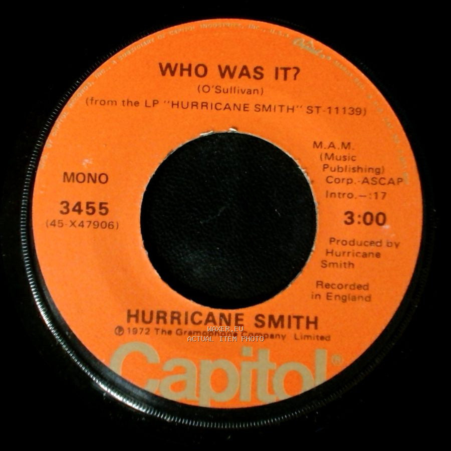 Hurricane Smith - Who Was It? / Take Suki Home side A