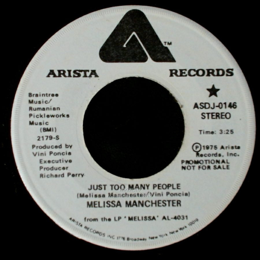 Melissa Manchester - Just Too Many People / Just Too Many People side A
