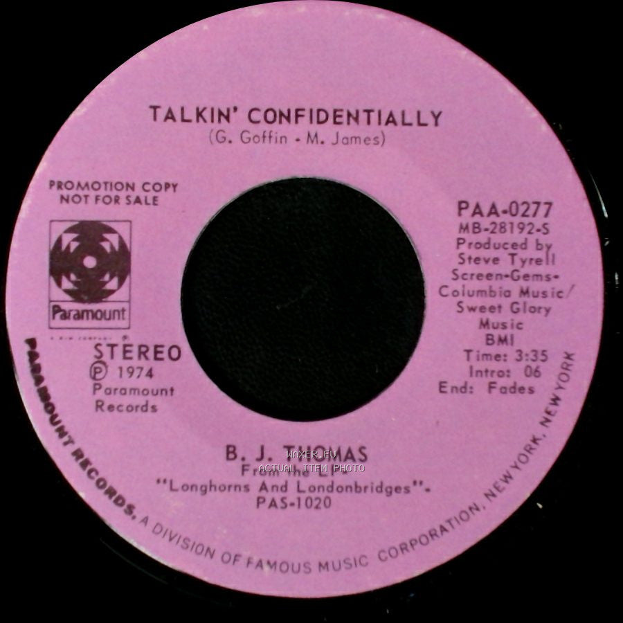 B. J. Thomas - Talkin' Confidentially / Talkin' Confidentially side A