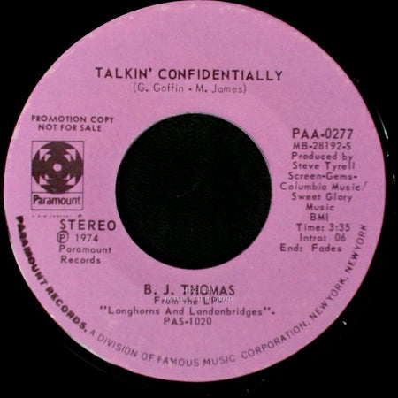 B. J. Thomas - Talkin' Confidentially / Talkin' Confidentially side A