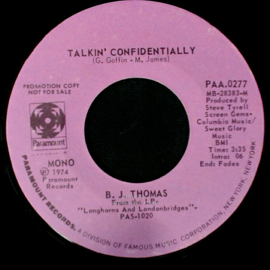 B. J. Thomas - Talkin' Confidentially / Talkin' Confidentially side B