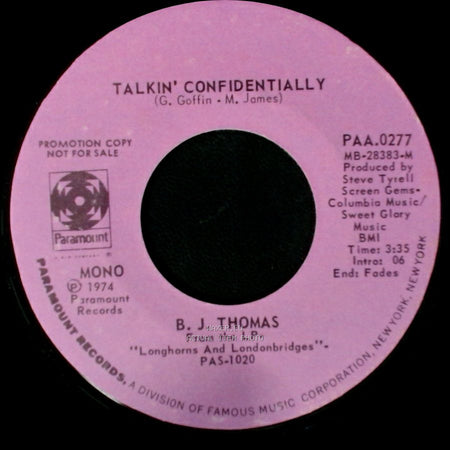 B. J. Thomas - Talkin' Confidentially / Talkin' Confidentially side B