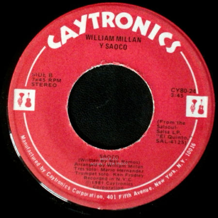 William Millan Y Saoco - No Abandones Tus Hijos / Saoco side B