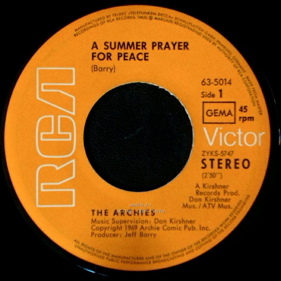 The Archies - A Summer Prayer For Peace / Maybe I'm Wrong side A