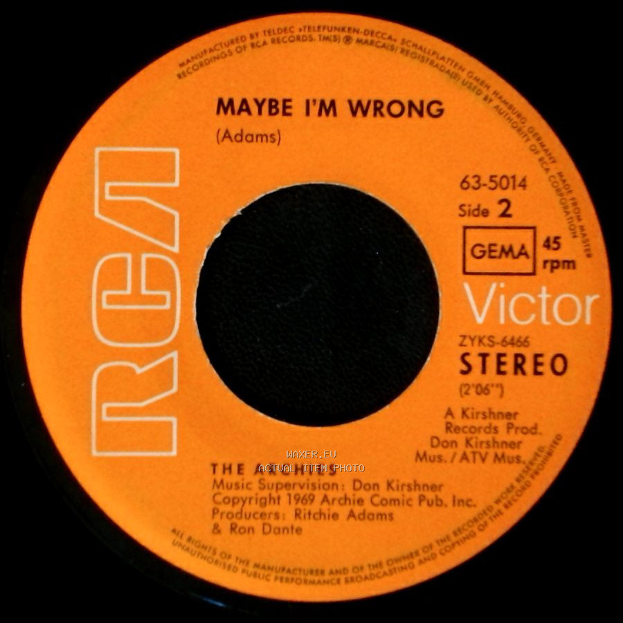 The Archies - A Summer Prayer For Peace / Maybe I'm Wrong side B