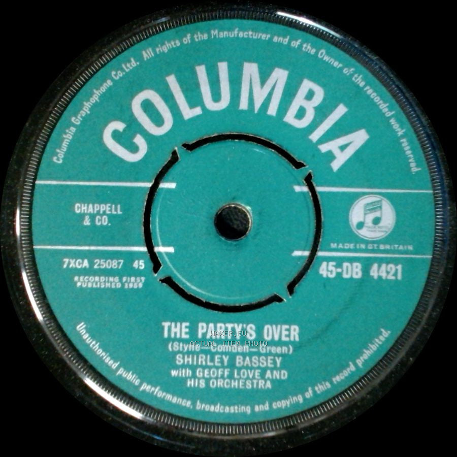 Shirley Bassey - With These Hands / The Party's Over side B