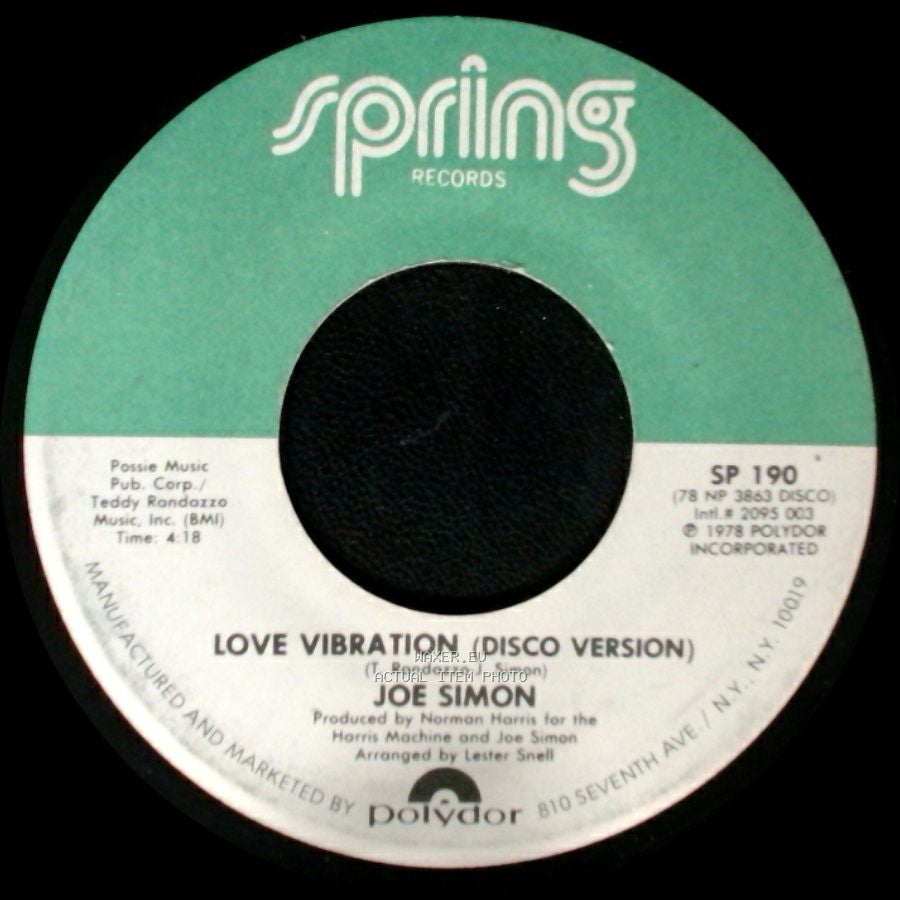 Joe Simon - Love Vibration (Disco Version) / Love Vibration side A
