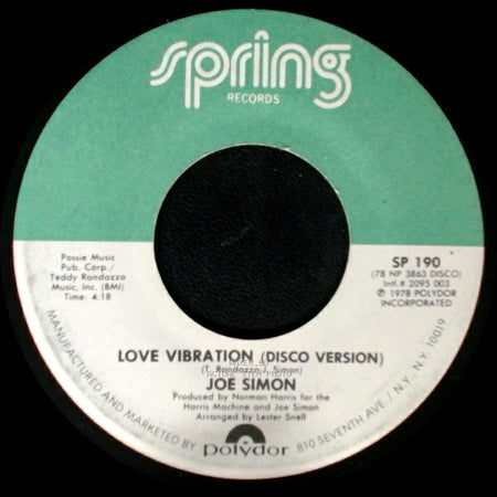 Joe Simon - Love Vibration (Disco Version) / Love Vibration side A