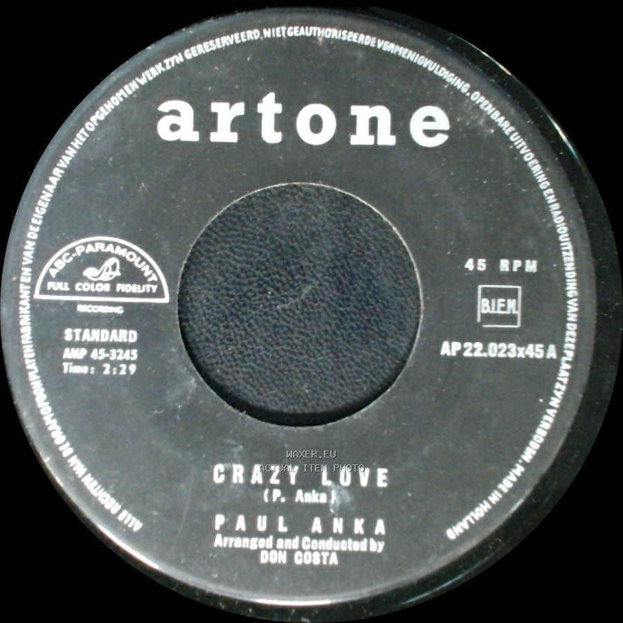 Paul Anka - Let The Bells Keep Ringing / Crazy Love side B