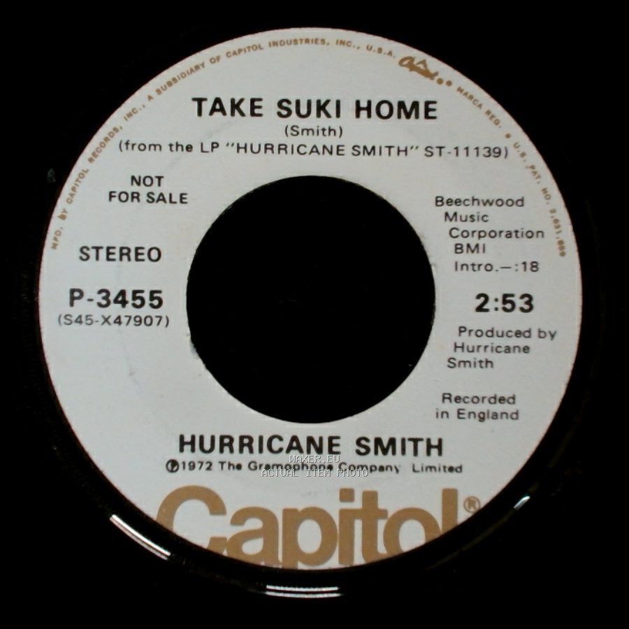 Hurricane Smith - Who Was It? / Take Suki Home side B