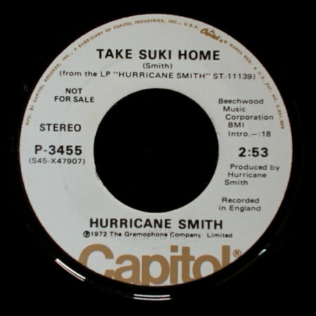 Hurricane Smith - Who Was It? / Take Suki Home side B