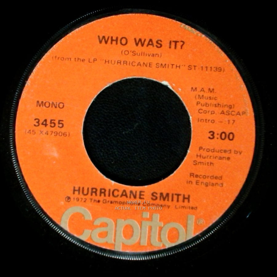 Hurricane Smith - Who Was It? / Take Suki Home side A