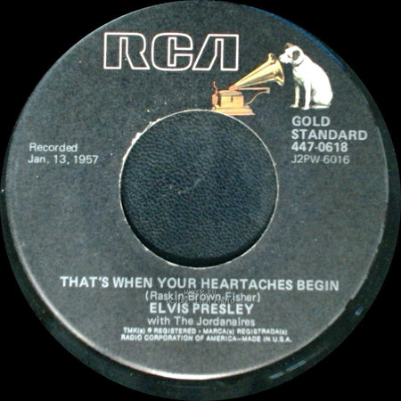 Elvis Presley - All Shook Up / That's When Your Heartaches Begin side B