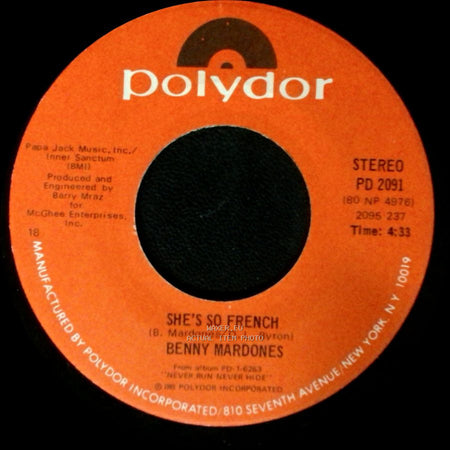 Benny Mardones - Into The Night / She's So French side B