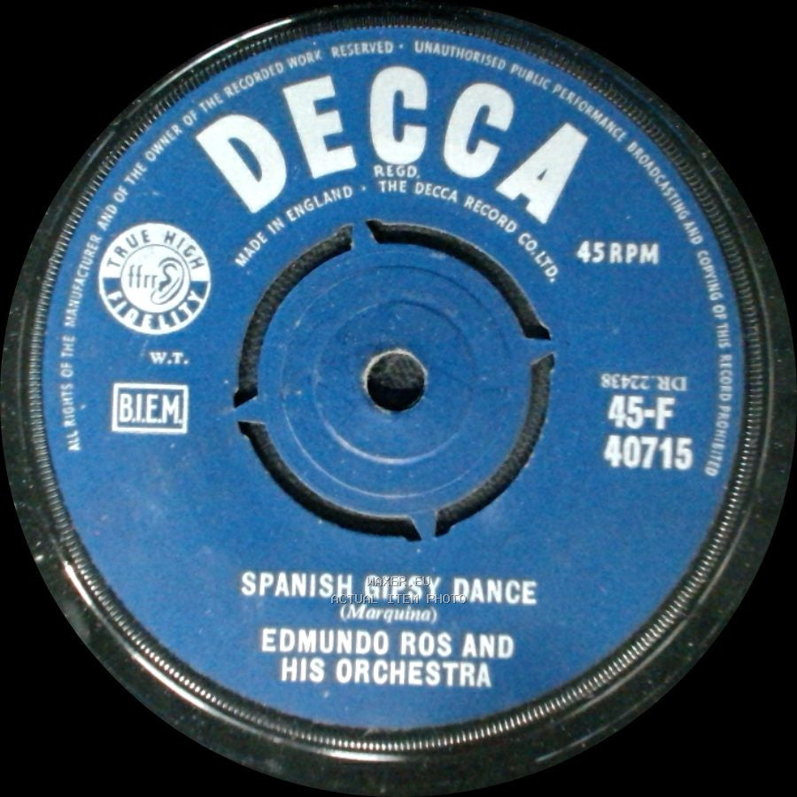 Edmundo Ros And His Orchestra - The Blue Danube / Spanish Gipsy Dance side B