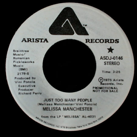 Melissa Manchester - Just Too Many People / Just Too Many People side A