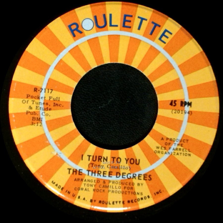 The Three Degrees - I Turn To You / Trade Winds side B
