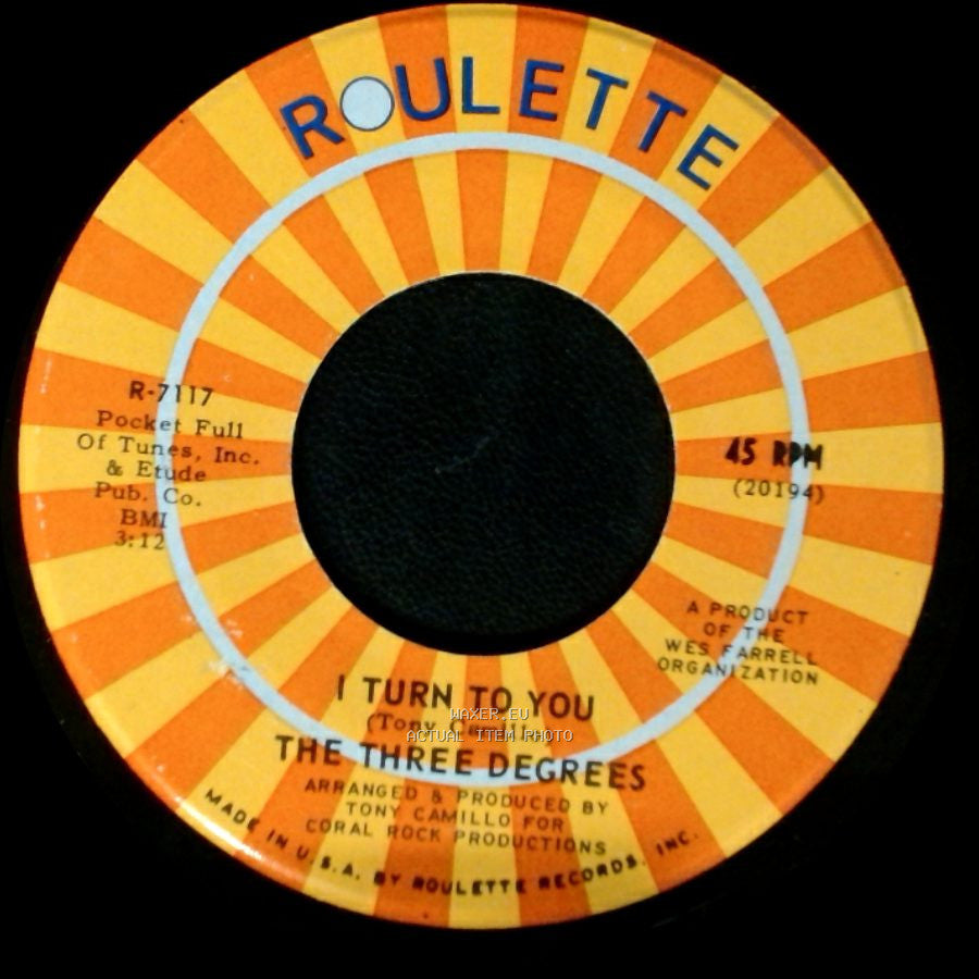 The Three Degrees - I Turn To You / Trade Winds side B