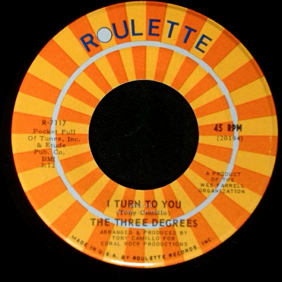 The Three Degrees - I Turn To You / Trade Winds side B