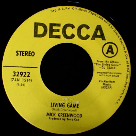Mick Greenwood - Living Game / To The Sea side A