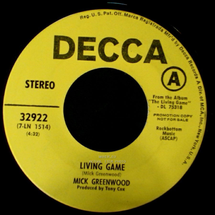 Mick Greenwood - Living Game / To The Sea side A