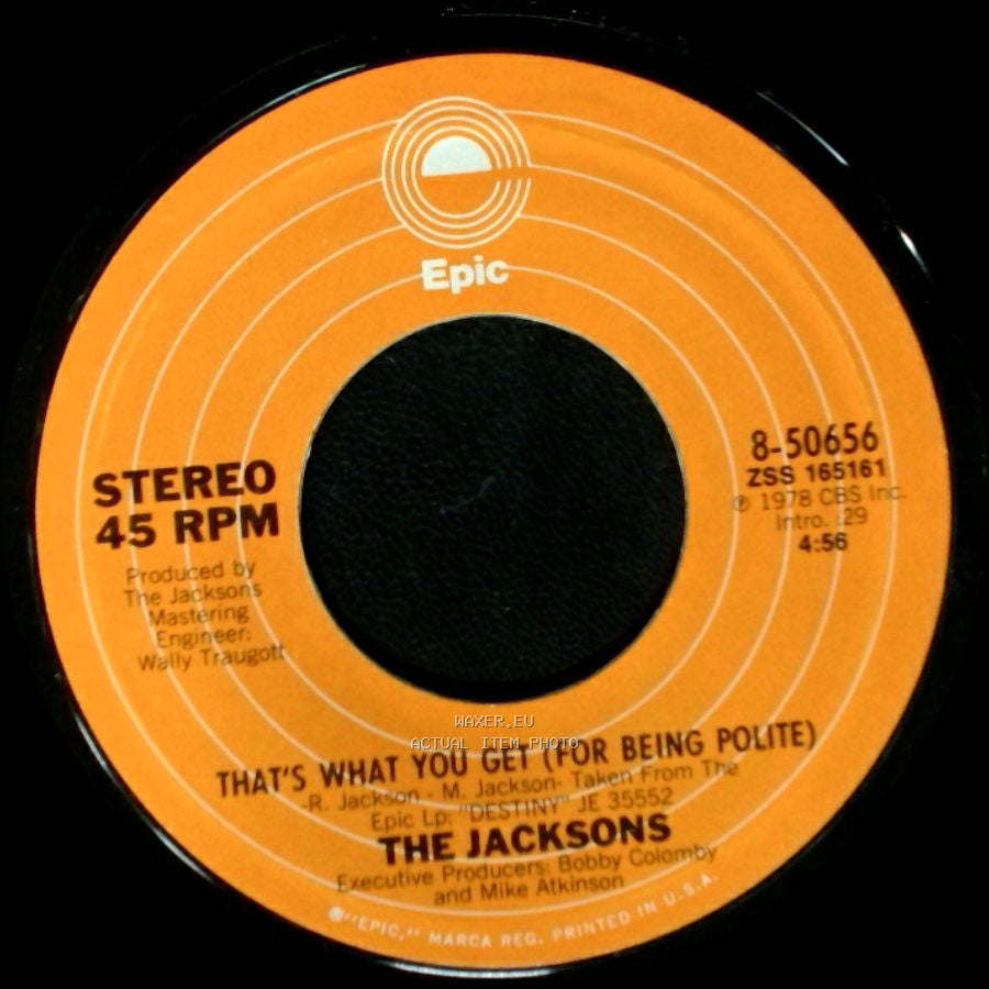 The Jacksons - Shake Your Body (Down To The Ground) / That's What You Get (For Being Polite) side B