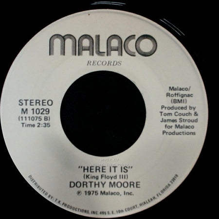 Dorthy Moore - Here It Is / Misty Blue side A