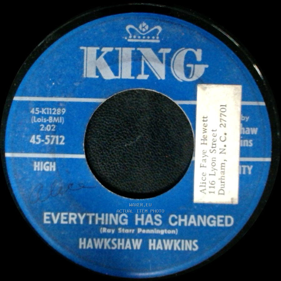 Hawkshaw Hawkins - Lonesome 7-7203 / Everything Has Changed side B