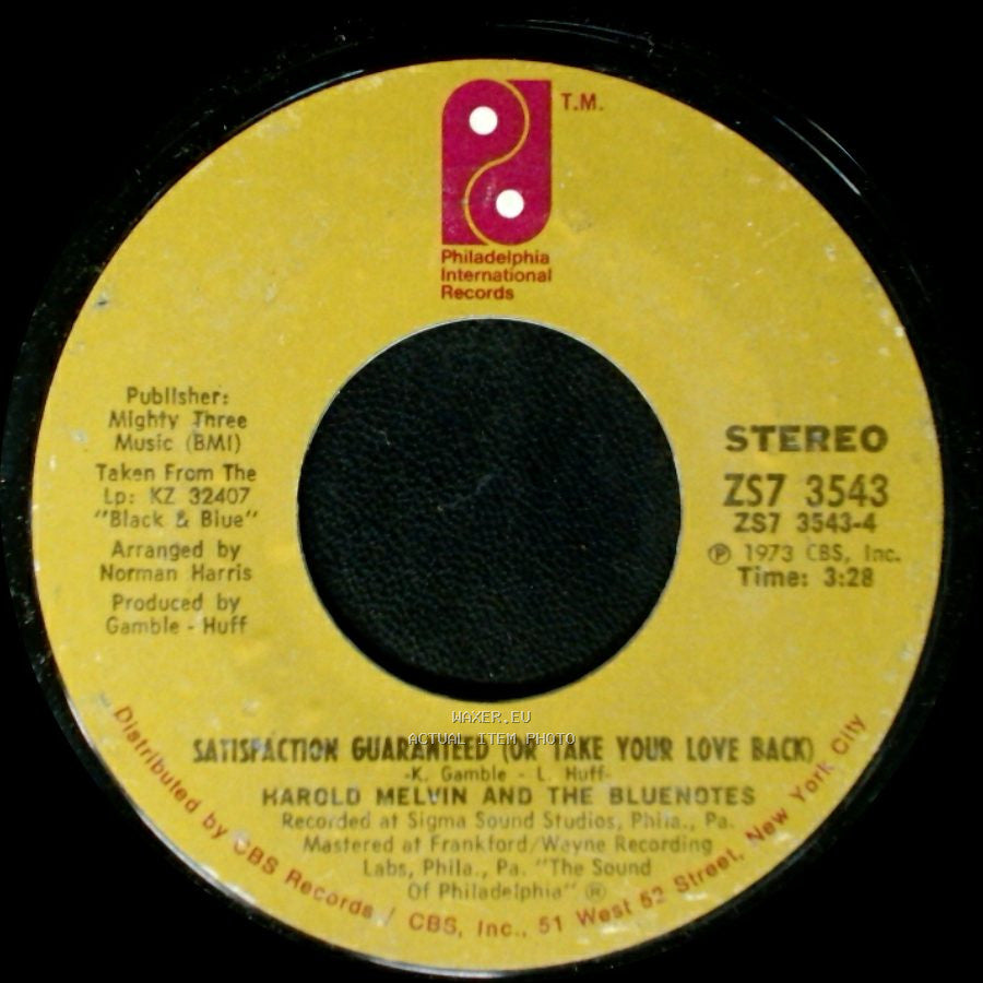 Harold Melvin And The Bluenotes - I'm Weak For You / Satisfaction Guaranteed (Or Take Your Love Back) side B