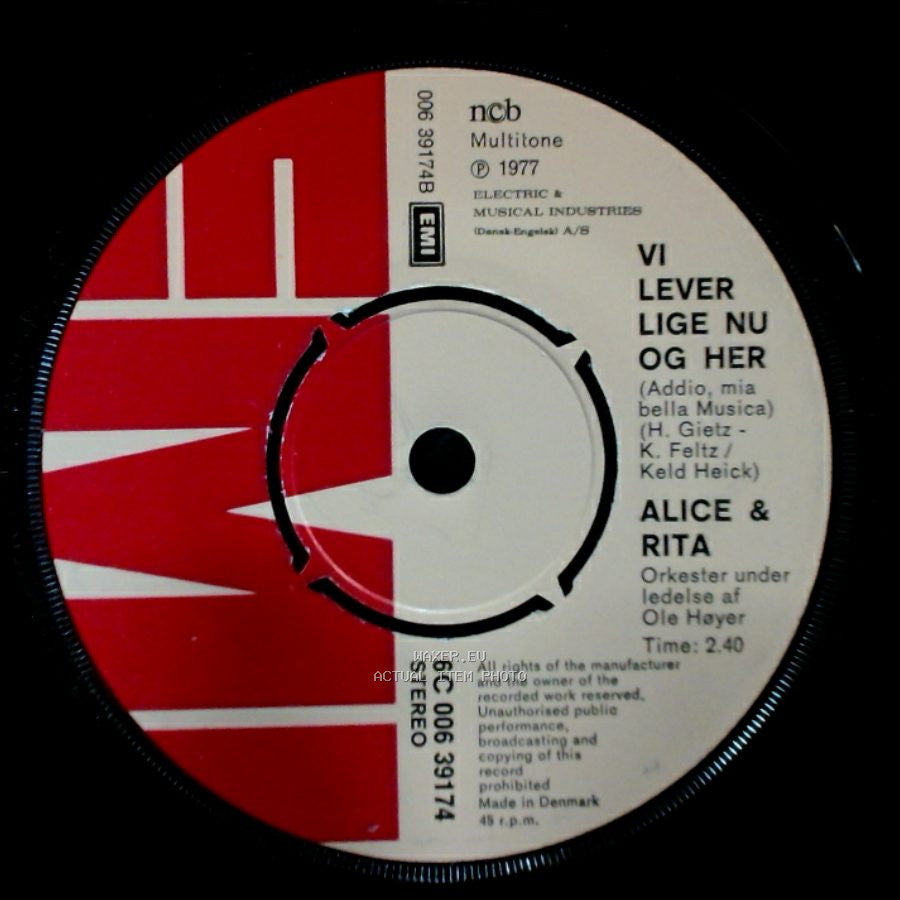 Alice & Rita - Flyv Lille Fugl (Silver Bird) / Vi Lever Lige Nu Og Her side B