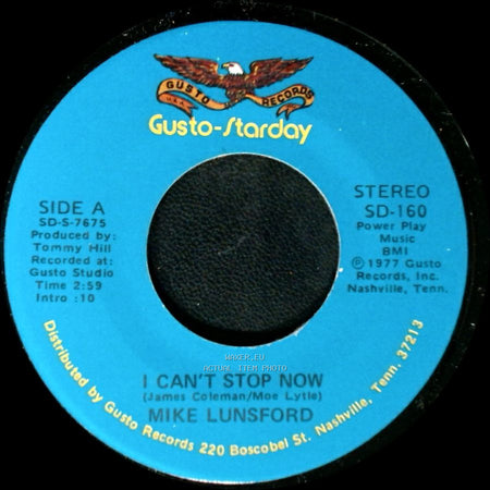 Mike Lunsford - I Can't Stop Now / I Haven't Seen Mama In Years side A
