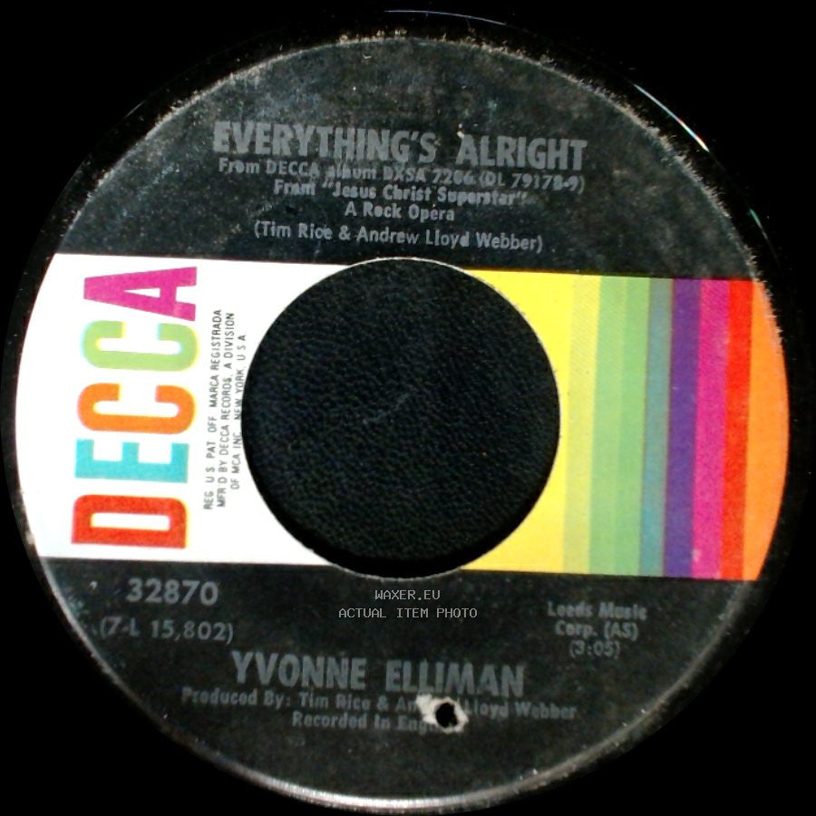 Various Artists / Yvonne Elliman - Heaven On Their Minds / Everything's Alright side B