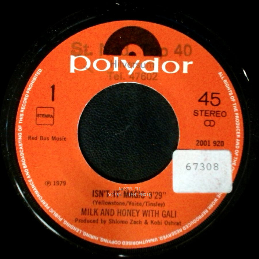 Milk And Honey With Gali - For Your Love 3'43'' / Isn't It Magic side B