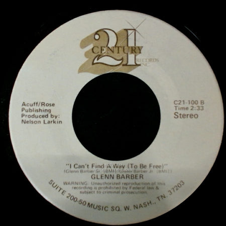Glenn Barber - What's The Name Of That Song? / I Can't Find A Way (To Be Free) side B