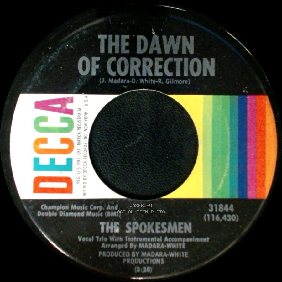 The Spokesmen - For You Babe / The Dawn Of Correction side B