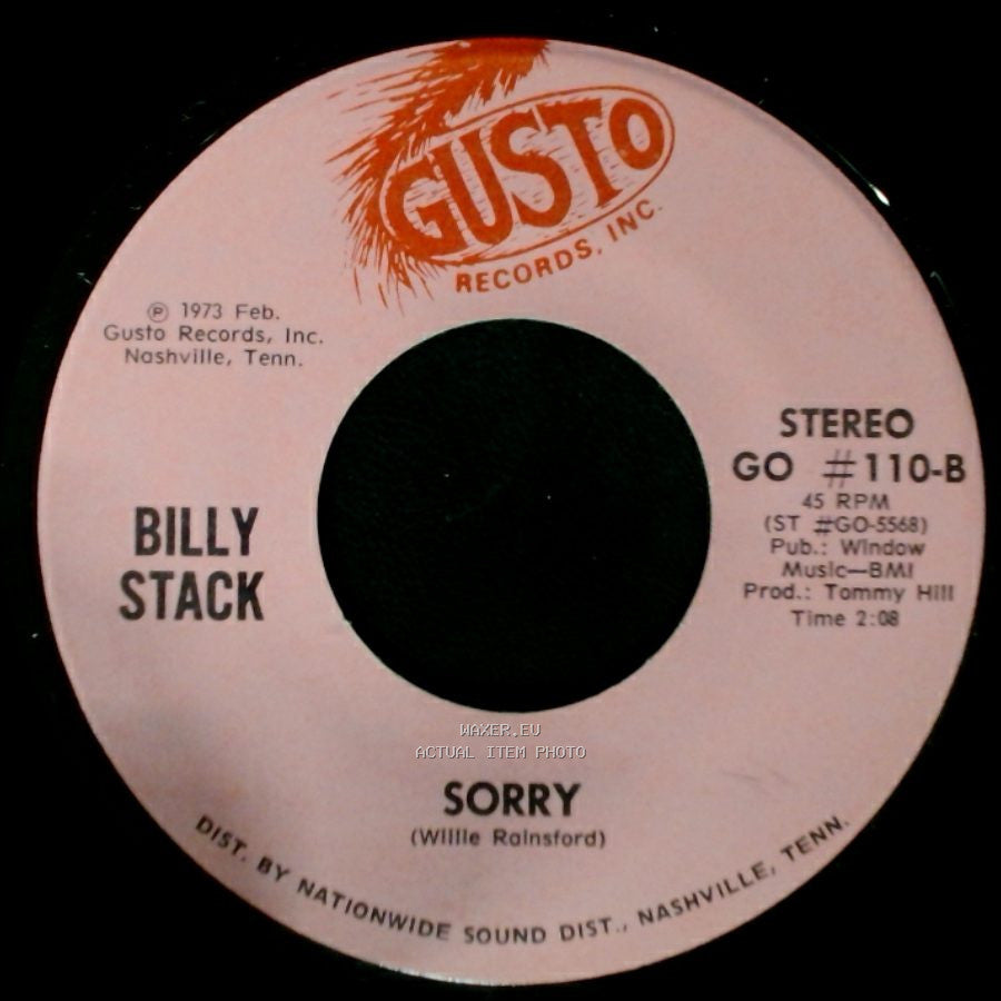 Billy Stack - Sorry / Slowly side A