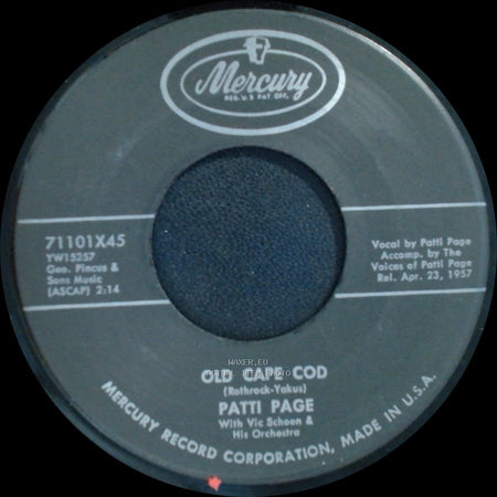 Patti Page - Wondering / Old Cape Cod side B