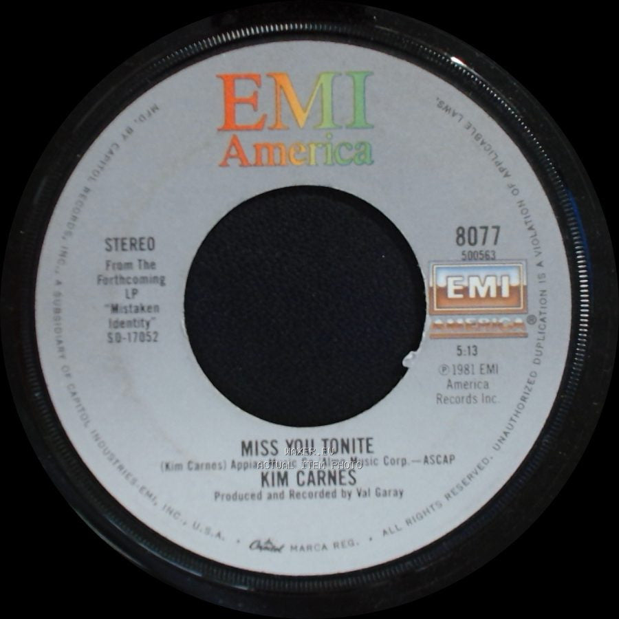 Kim Carnes - Bette Davis Eyes / Miss You Tonite side B
