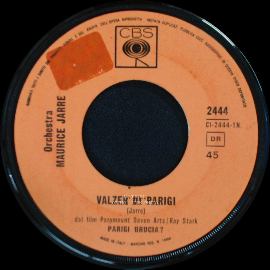 Orchestra Maurice Jarre / Maurice Jarre - Valzer Di Parigi / Marcia Della 2° D.B. Su Parigi side A
