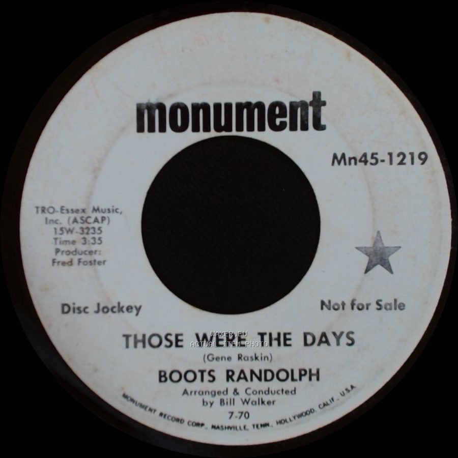 Boots Randolph - Those Were The Days / Sunday Morin' Comin' Down side A