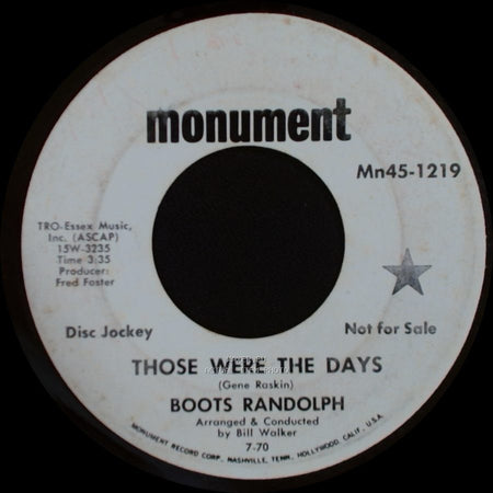 Boots Randolph - Those Were The Days / Sunday Morin' Comin' Down side A